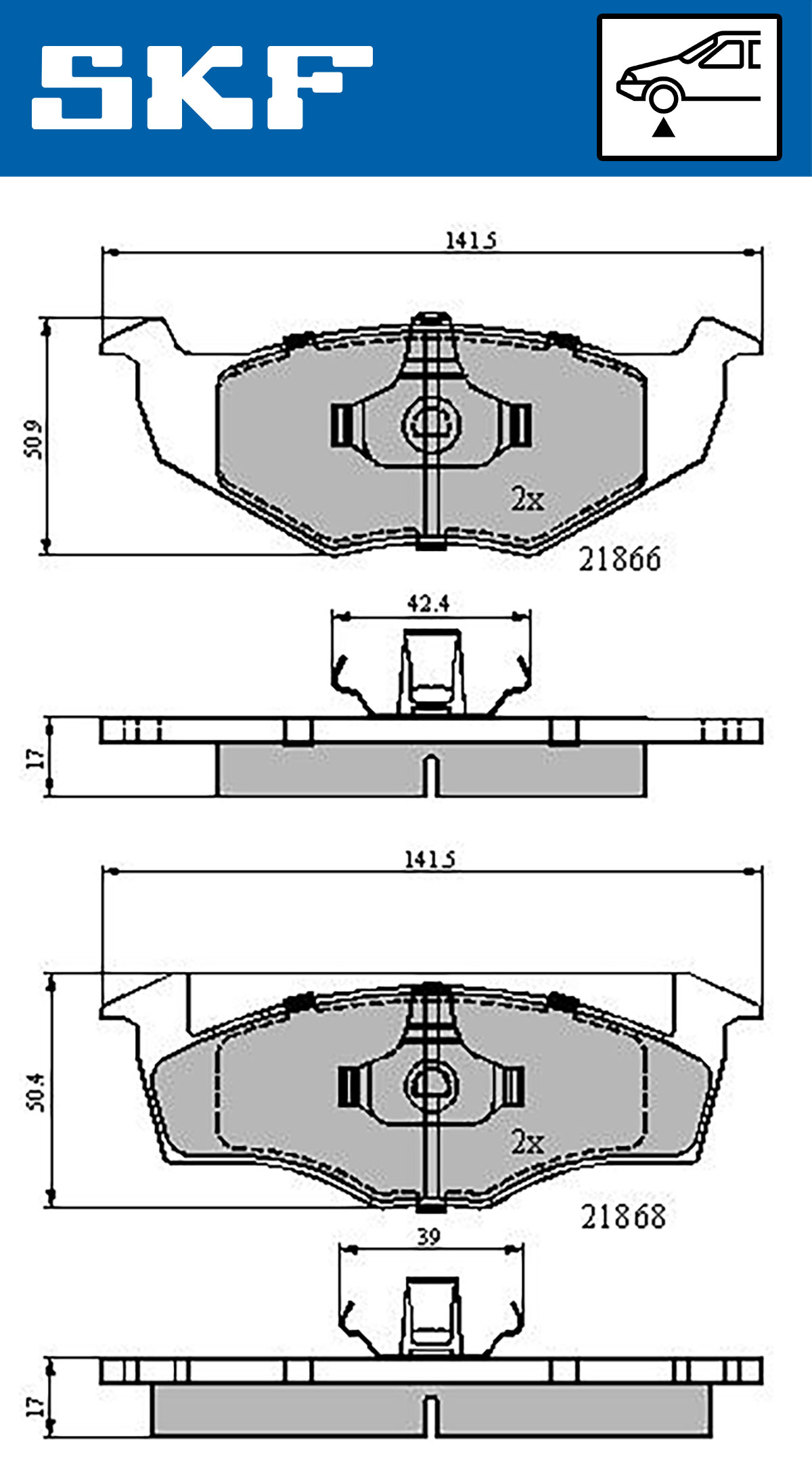 Set placute frana,frana disc VKBP 80278 SKF